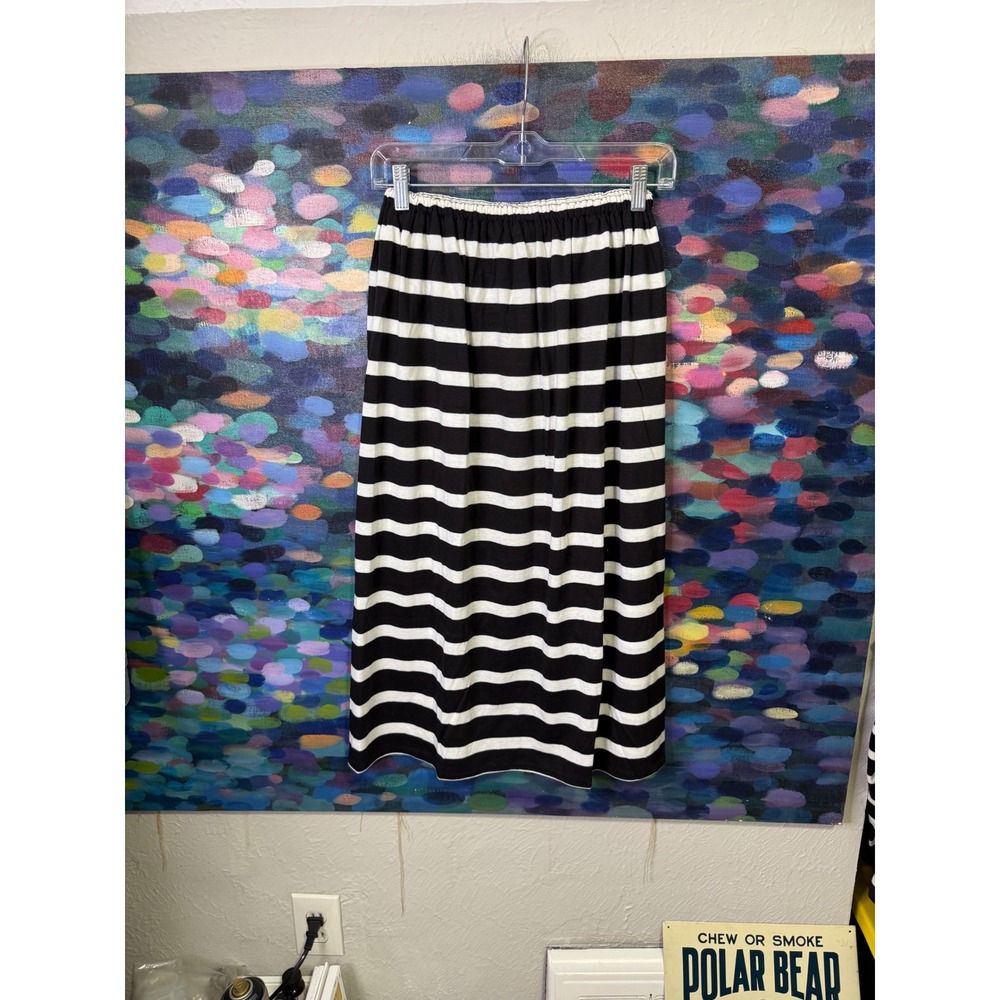 Vintage 80s Multiples Sandra Garratt Black White Striped Top Skirt Set - Picture 2 of 9